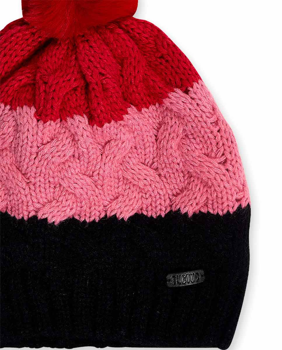 Gorro y cuello tricot rosa gris niña Natural Planet