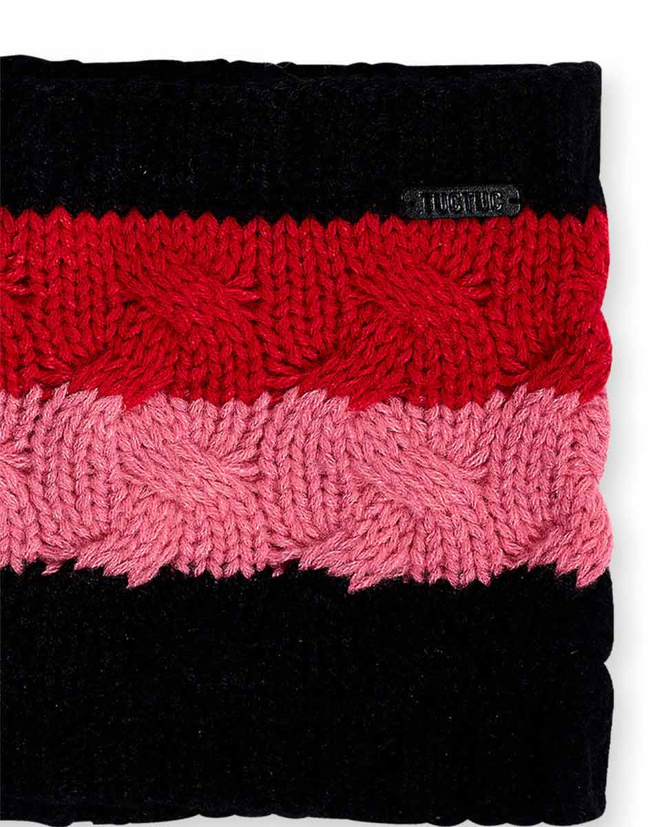 Gorro y cuello tricot rosa gris niña Natural Planet
