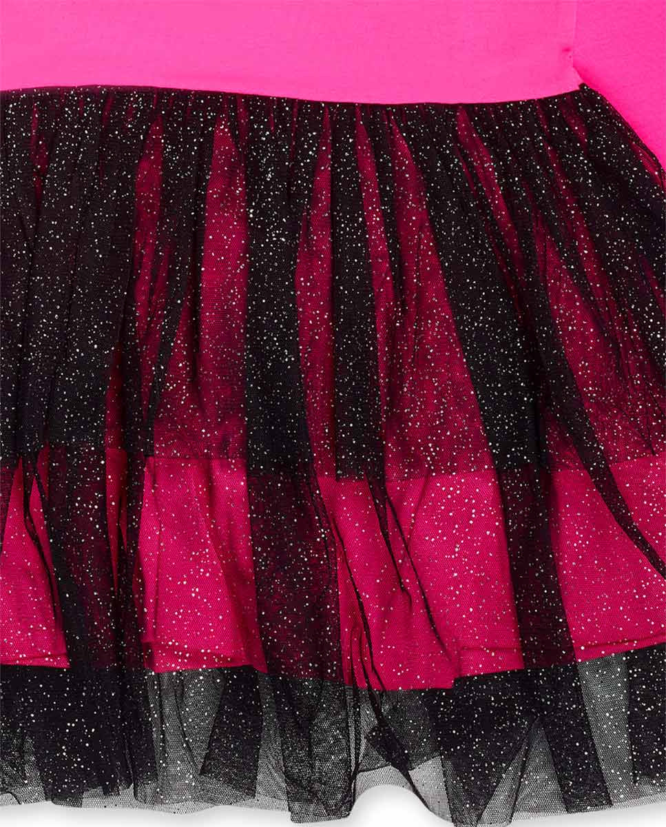 Vestido punto fucsia tul niña K-Pop