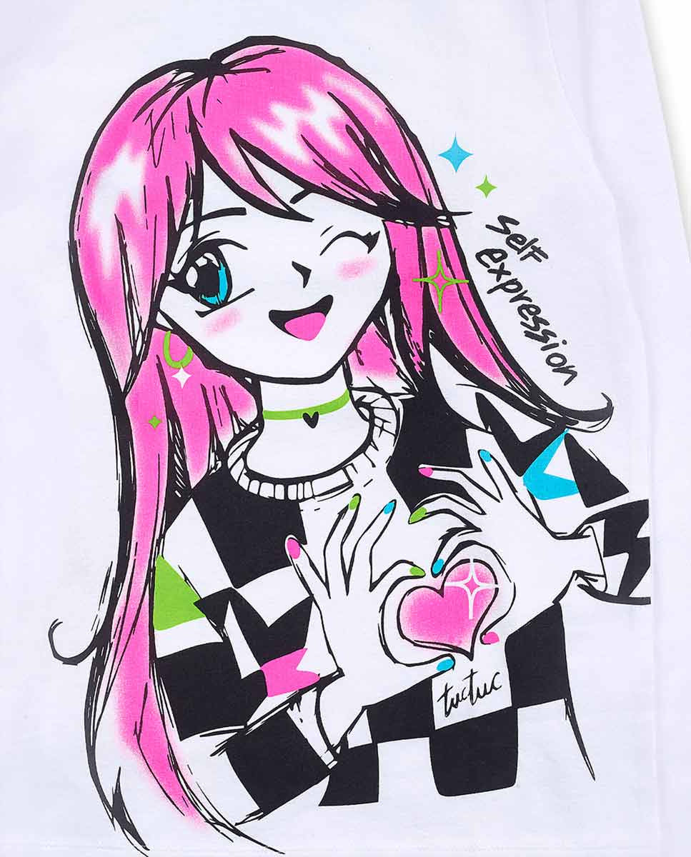 Camiseta punto blanco niña K-Pop