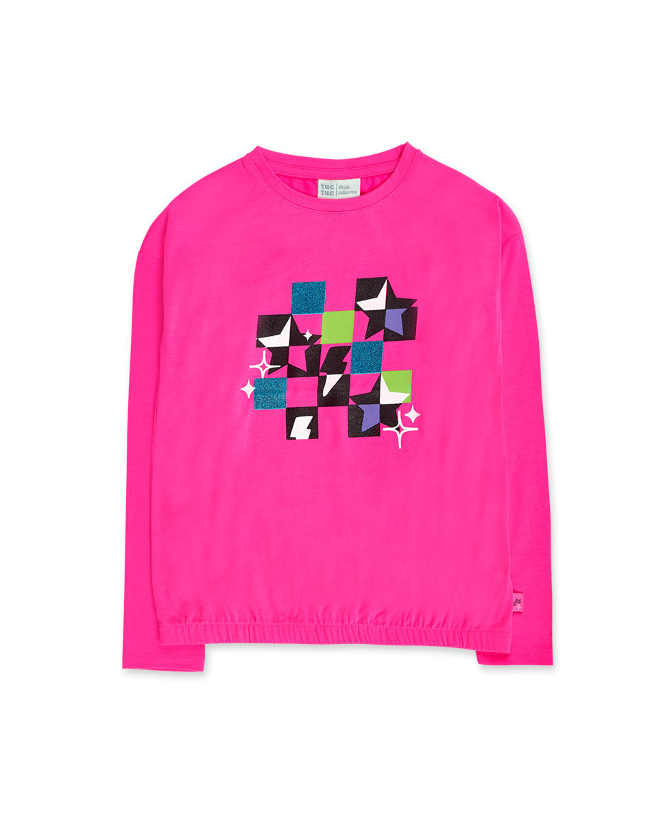 Camiseta punto fucsia niña K-Pop