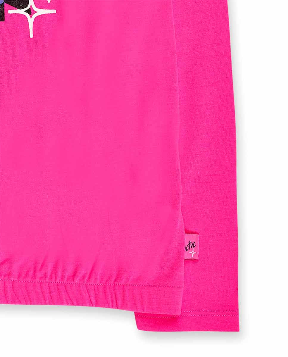 Camiseta punto fucsia niña K-Pop