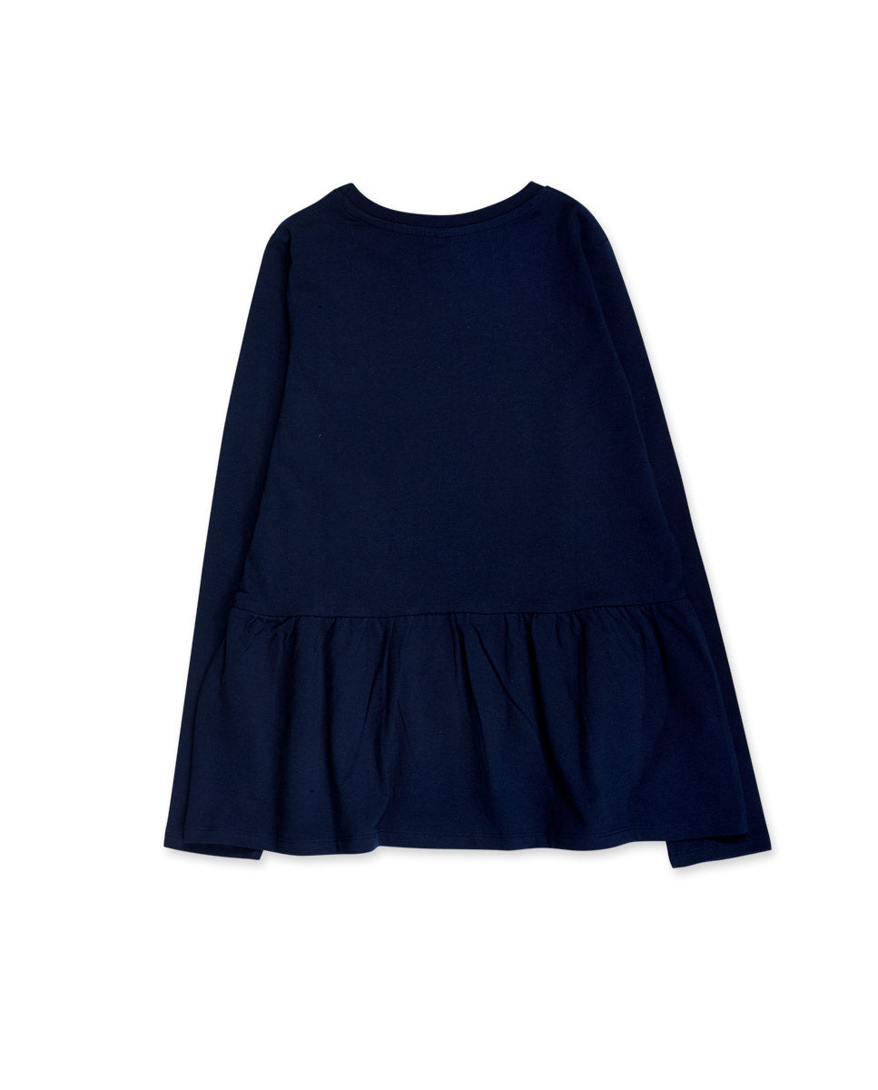 Camiseta punto azul de niña Wild Flower