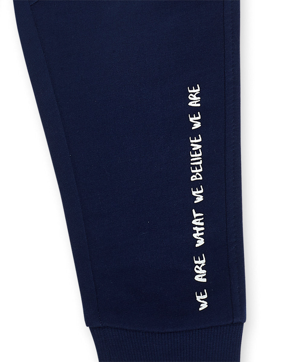 Pantalón felpa azul marino niño Nice Price