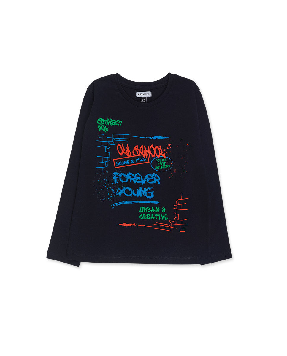 Camiseta punto azul niño Creative Minda