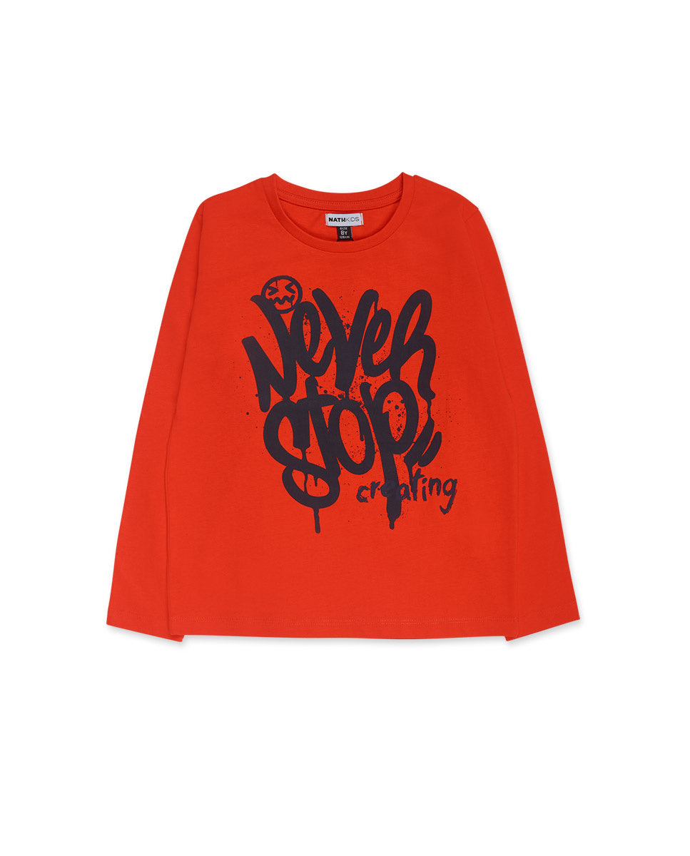 Camiseta punto naranja niño Creative Minds