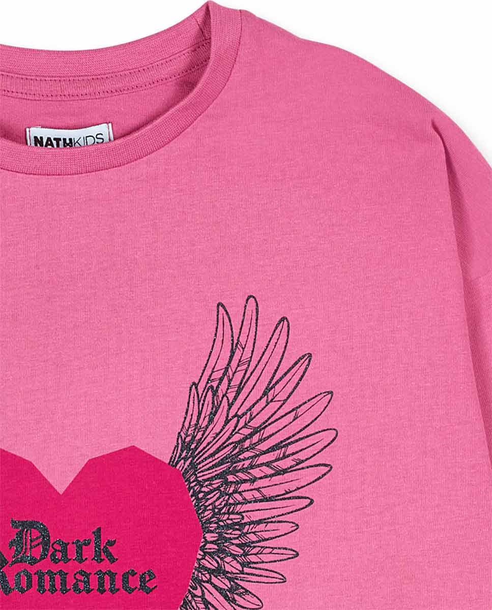 Camiseta punto rosa de niña Dark Romance