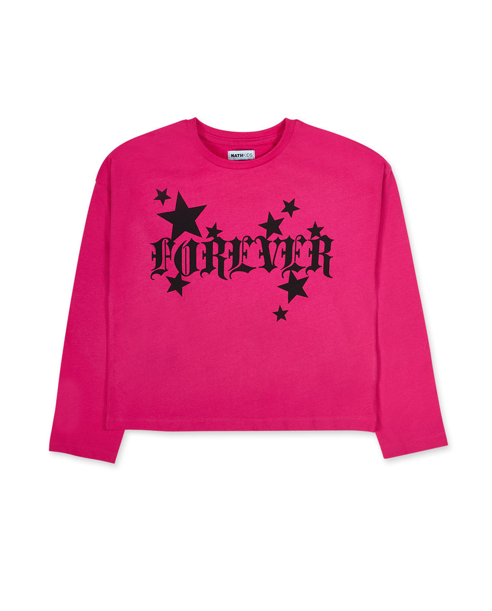 Camiseta punto color rosa de niña Dark Romance