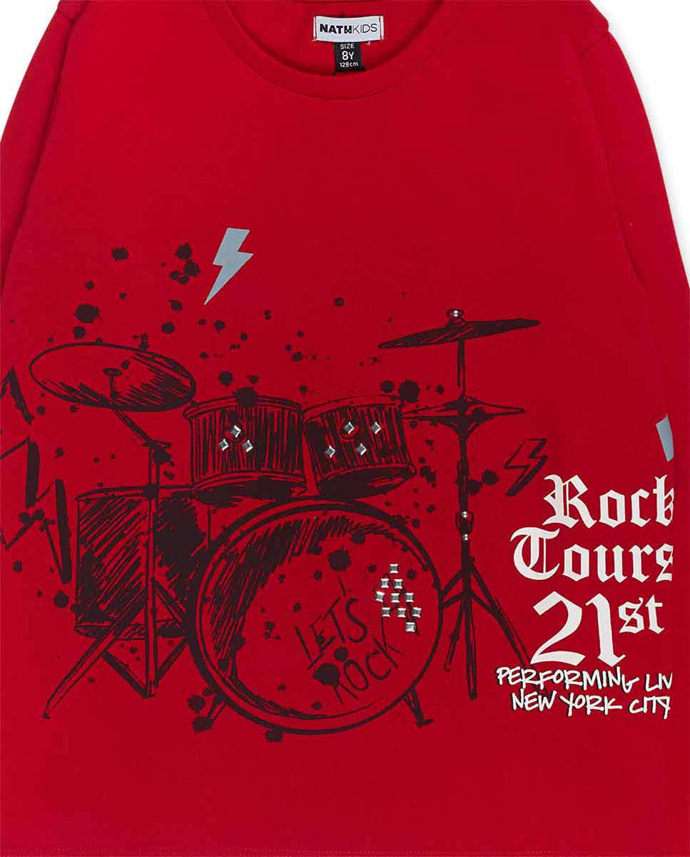 Camiseta punto rojo niño Let's Rock Together
