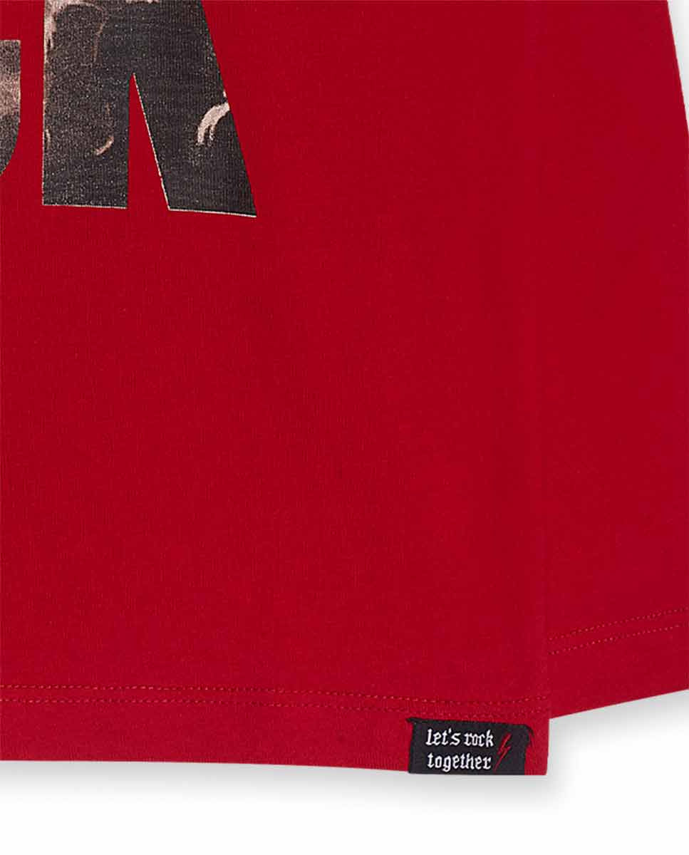 Camiseta punto rojo de niño Let's Rock Together