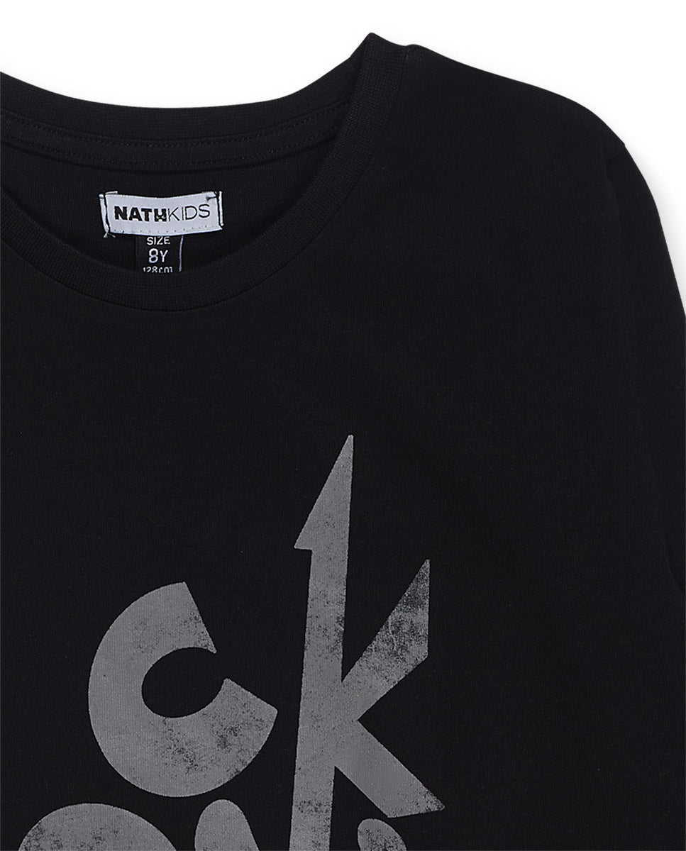 Camiseta punto negro niño Let's Rock Together
