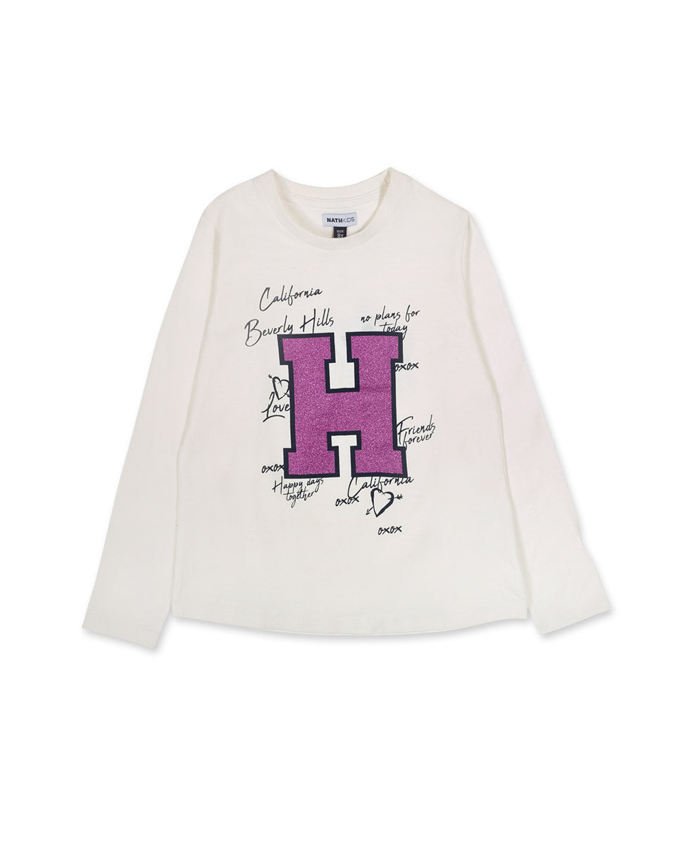Camiseta punto blanco niña Love to Learn