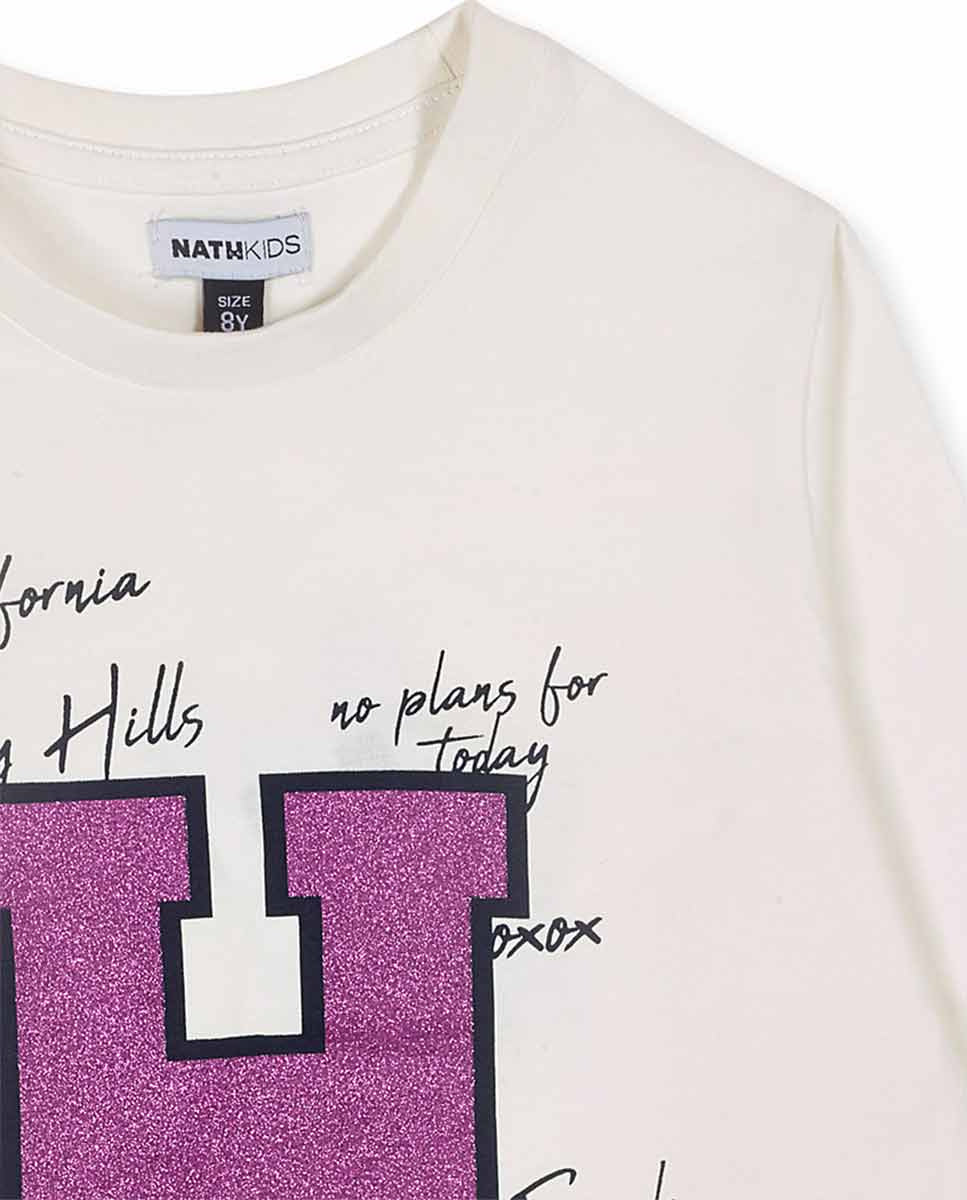 Camiseta punto blanco niña Love to Learn