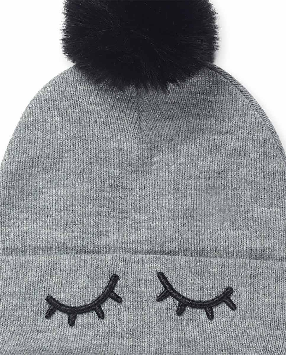 Gorro y bufanda punto gris niña No Rules