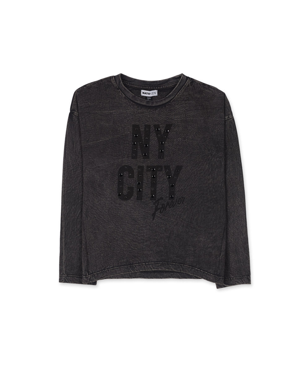 Camiseta punto gris niña No Rules