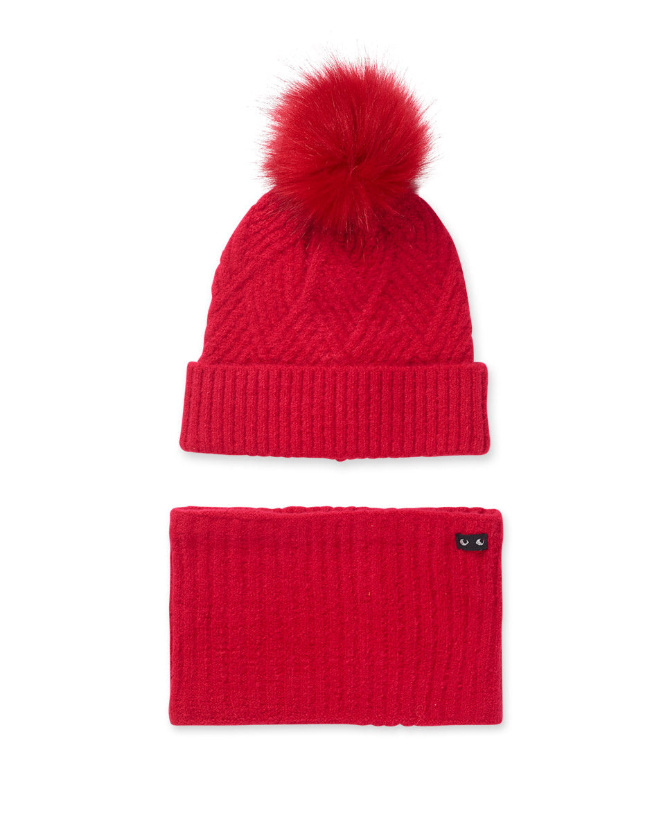 Gorro y bufanda punto roja niña Starlight