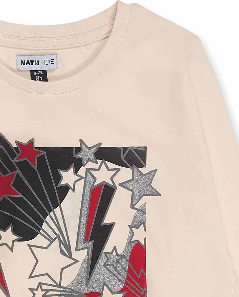 Camiseta punto beige niña Starlight