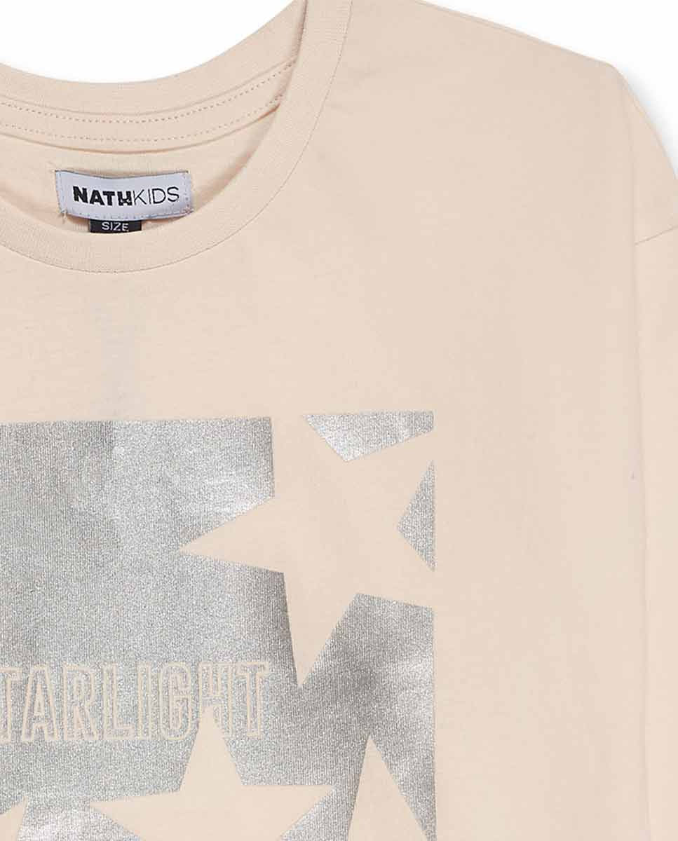 Camiseta punto beige de niña Starlight