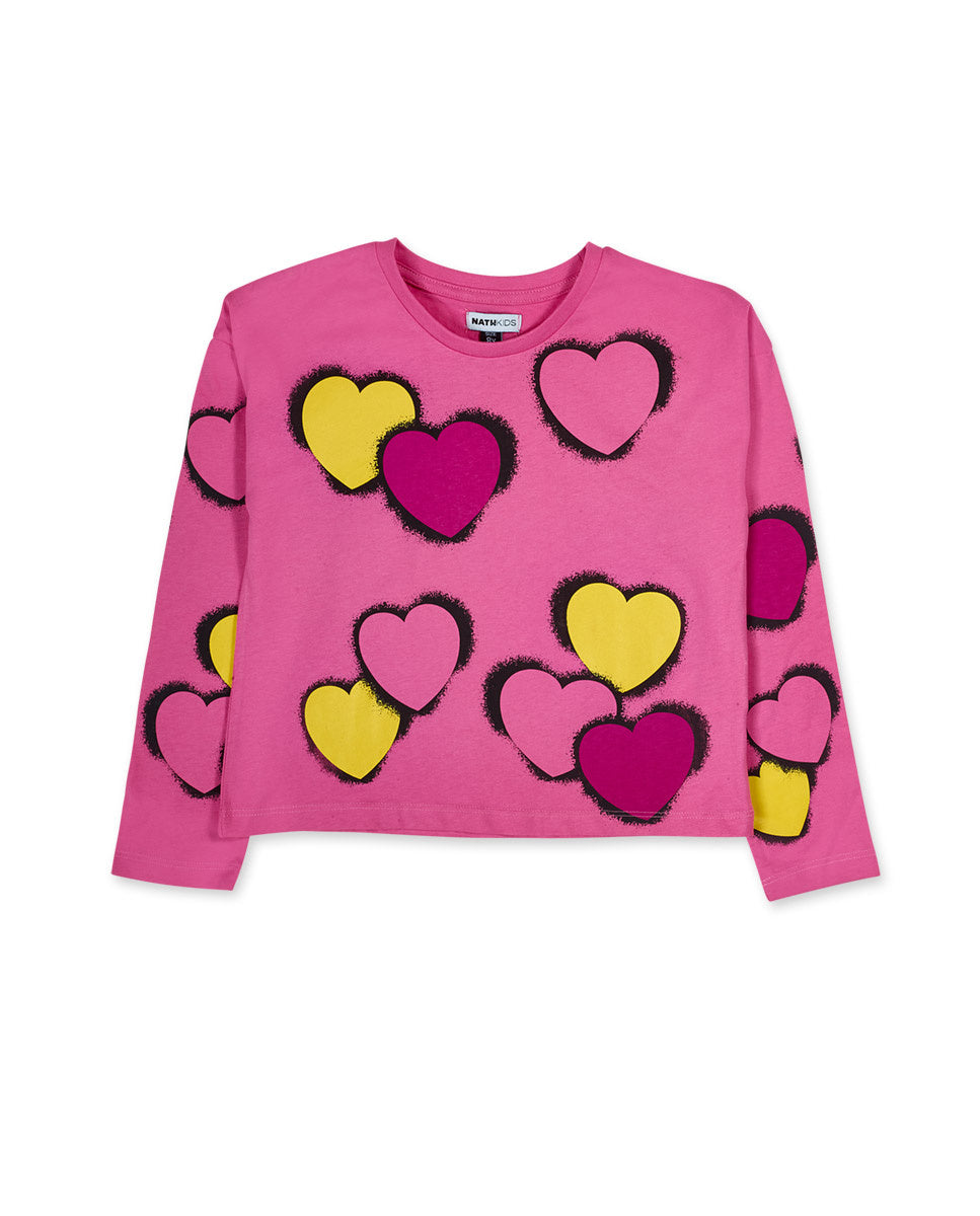 Camiseta punto rosa de niña The Happy World