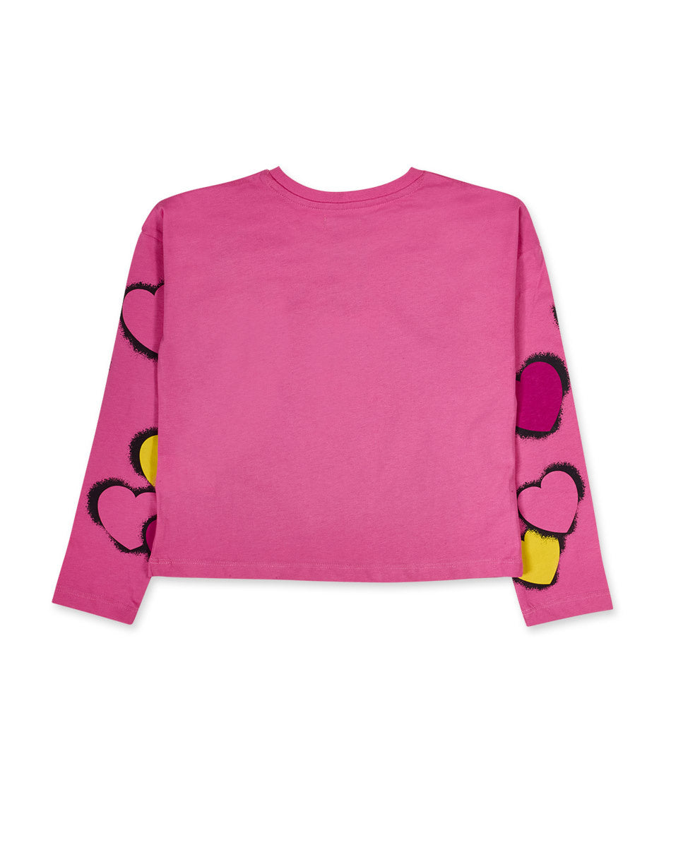 Camiseta punto rosa de niña The Happy World