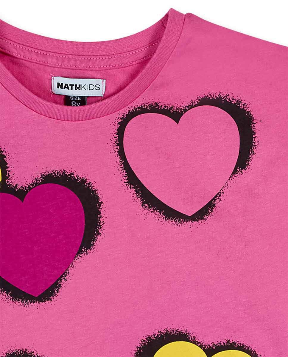 Camiseta punto rosa de niña The Happy World