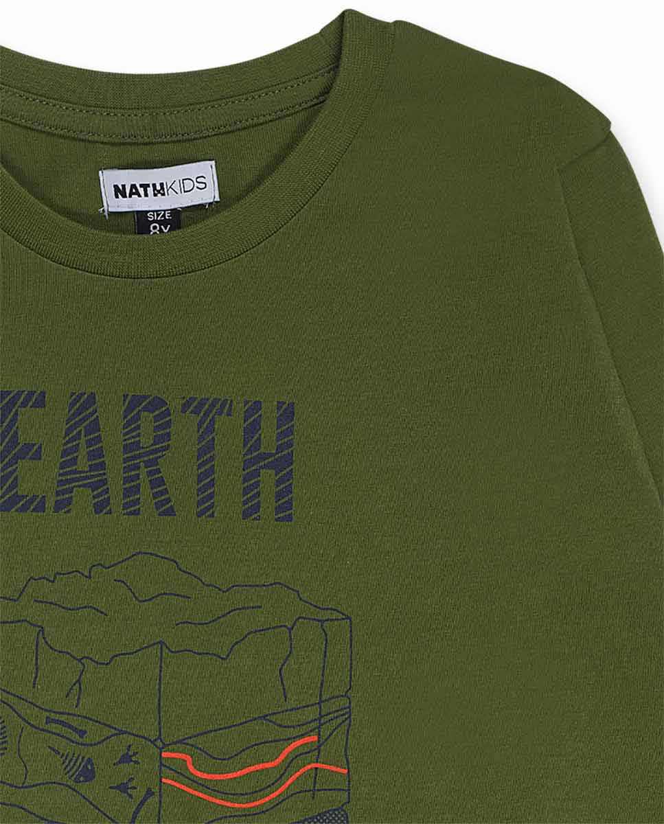 Camiseta punto verde de niño Try New Path