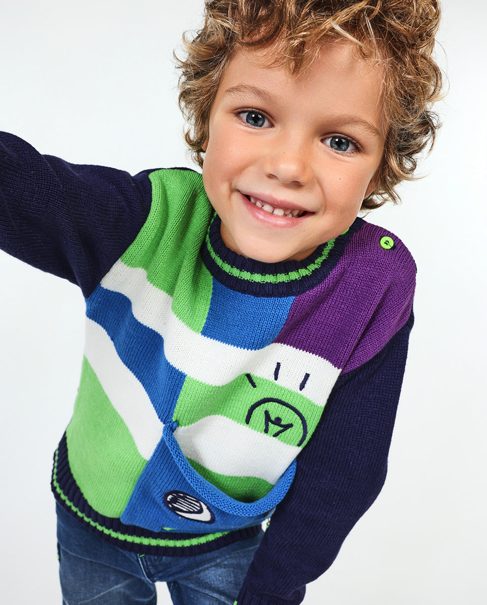 Jersey tricot azul niño Robot Maker