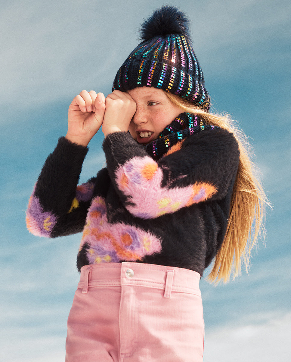 Gorro y bufanda punto azul niña Nocturne