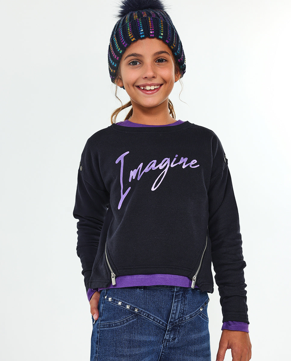 Sudadera punto azul niña Nocturne