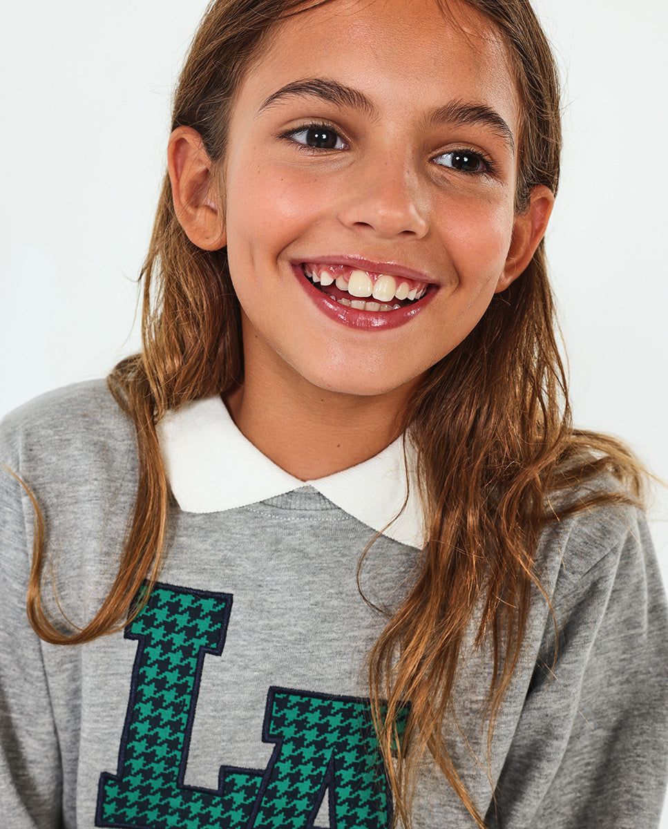 Sudadera punto gris niña Love to Learn