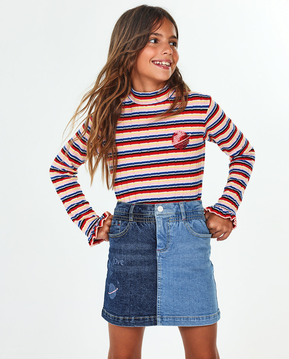 Camiseta punto rayas niña Natural Planet