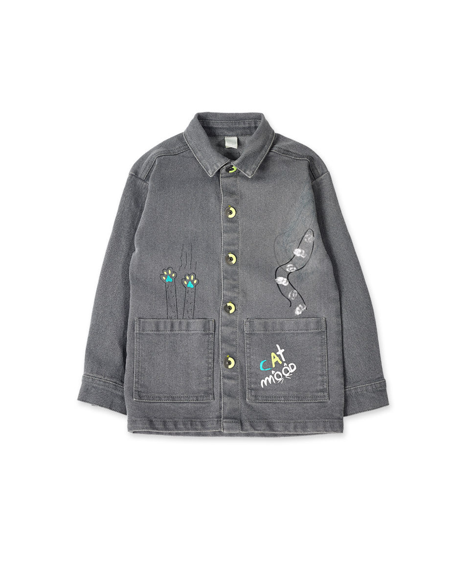 Camisa denim gris niño Cattitude