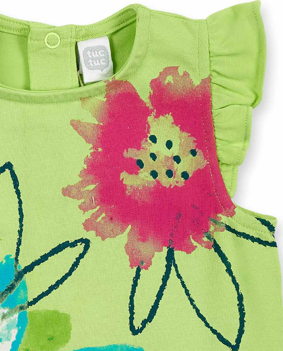 Camiseta punto verde volante niña Tropadelic