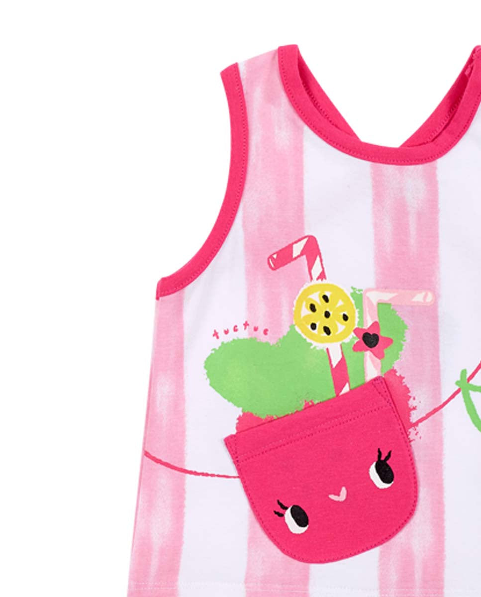 Camiseta punto blanco rosa niña Creamy Ice