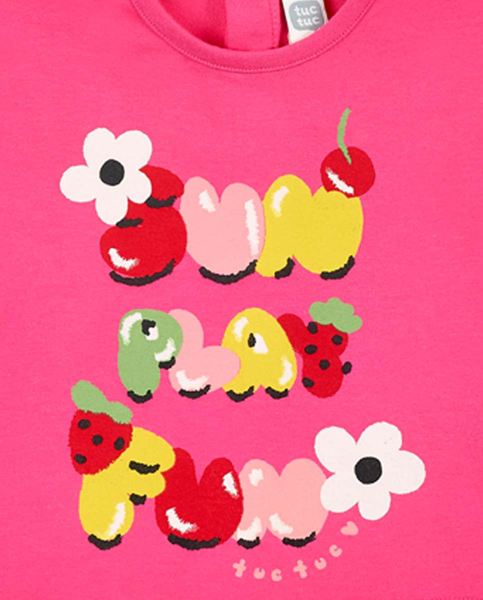 Camiseta punto fucsia niña Creamy Ice