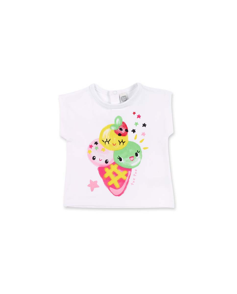 Camiseta punto blanco helado niña Creamy Ice
