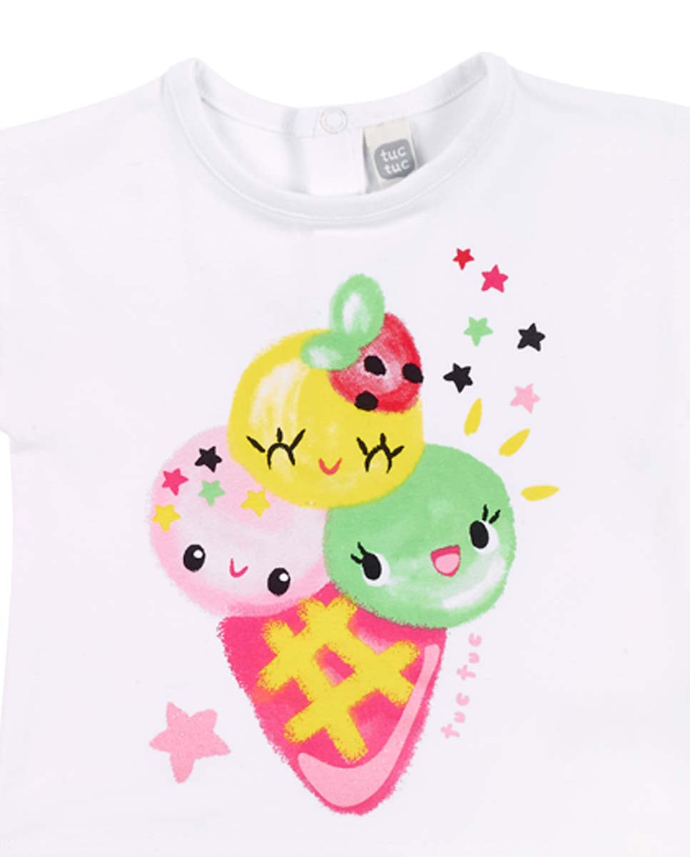 Camiseta punto blanco helado niña Creamy Ice