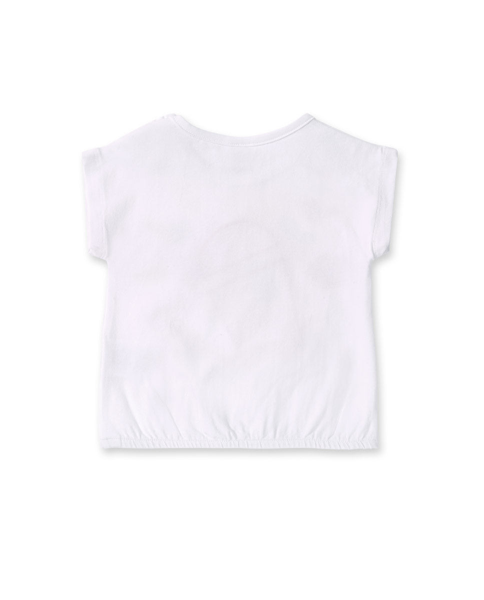 Camiseta punto blanco fruncido niña Creamy Ice