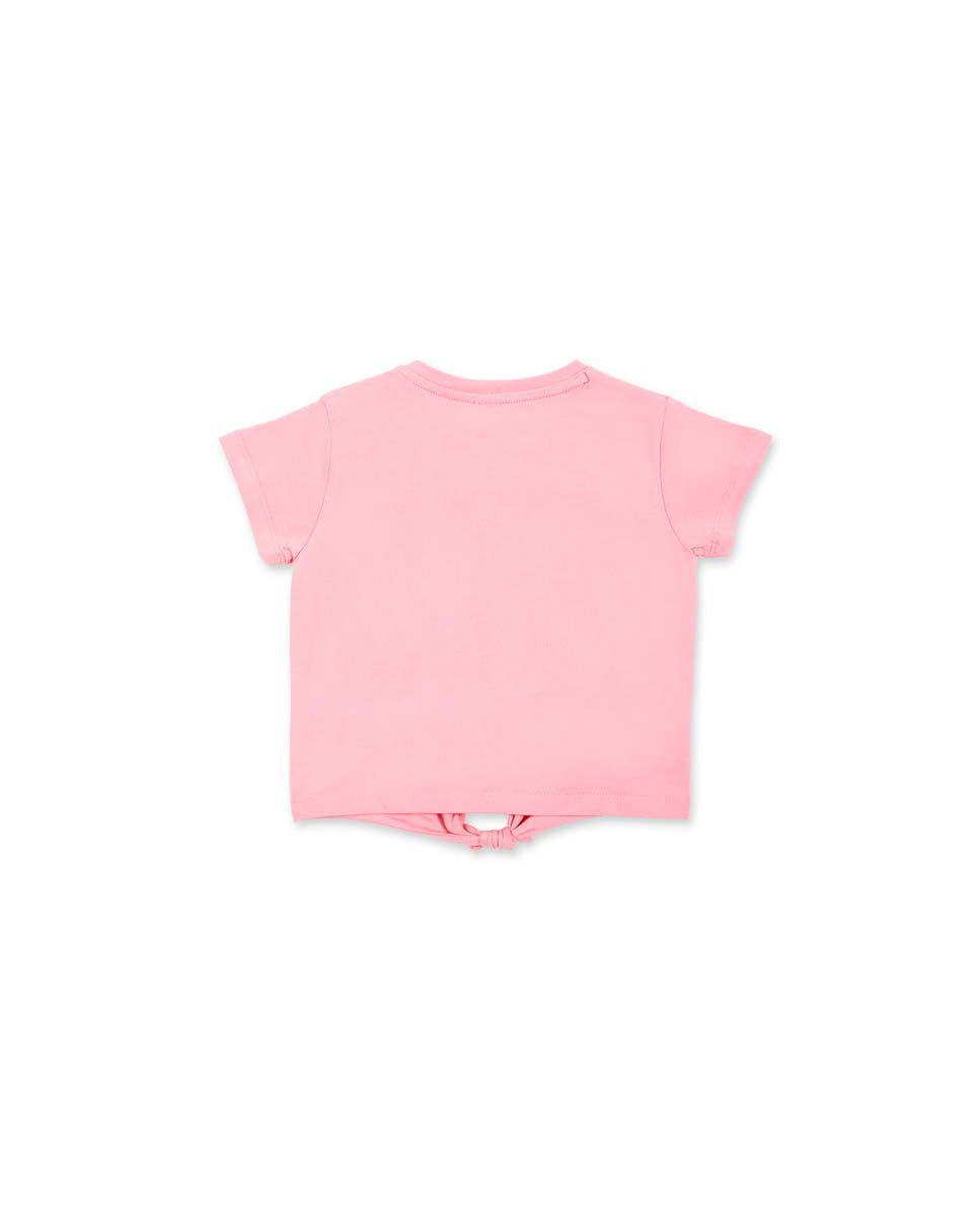 Camiseta punto rosa nudo niña Creamy Ice
