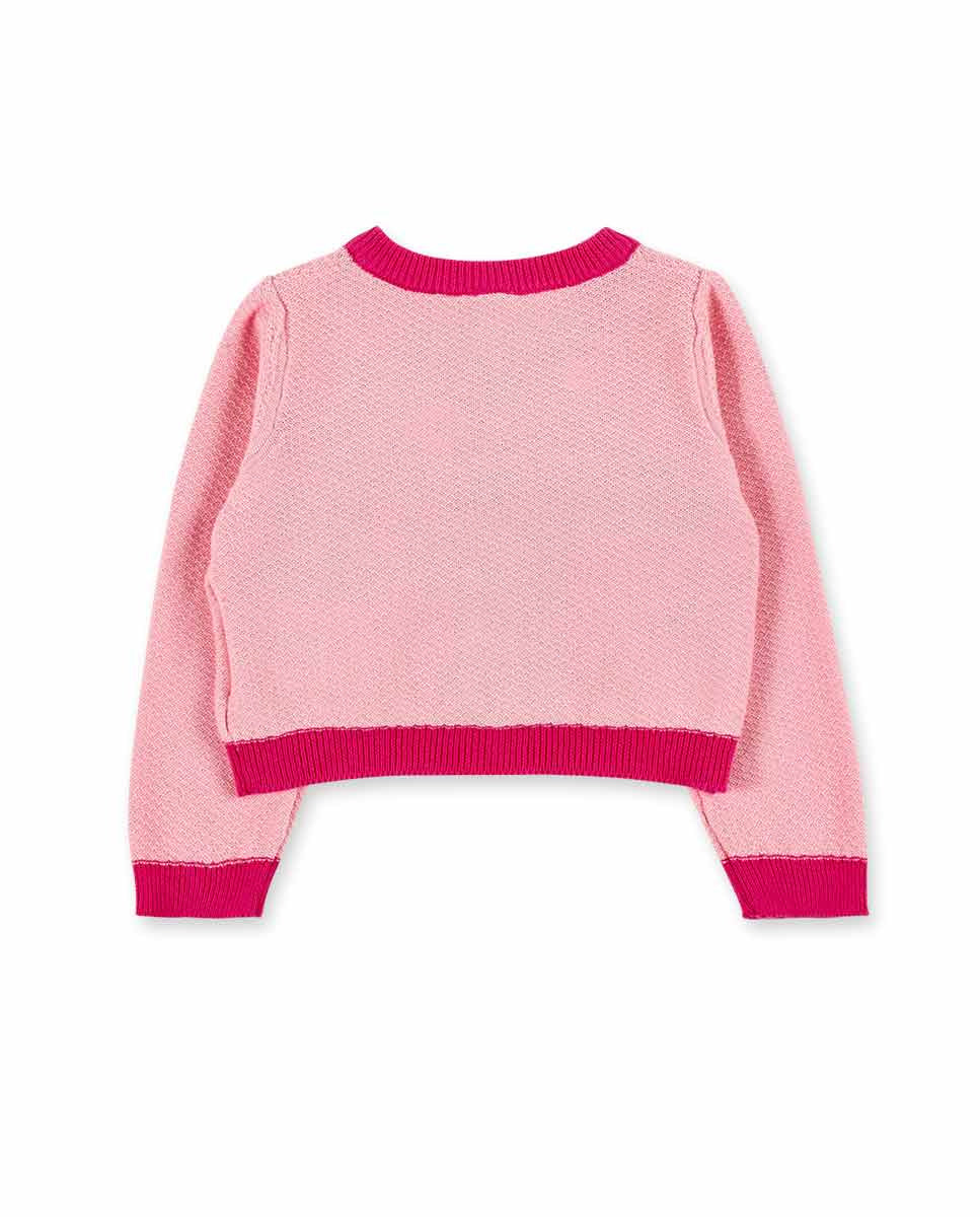 Chaqueta tricot rosa niña Creamy Ice