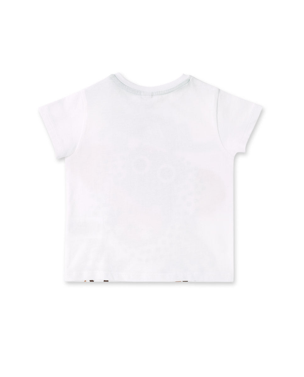Camiseta punto blanco aplique niño Banana Records