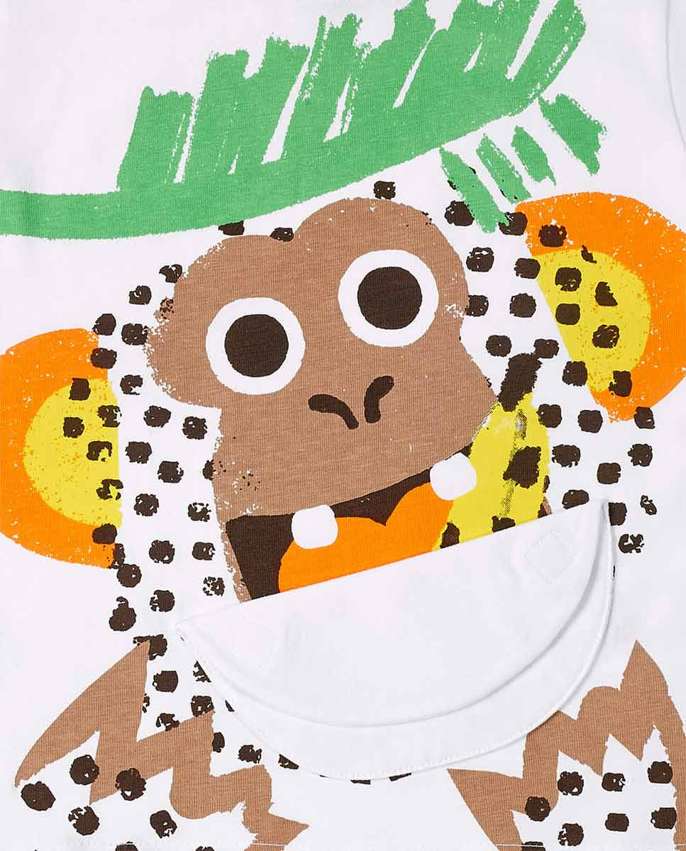 Camiseta punto blanco aplique niño Banana Records