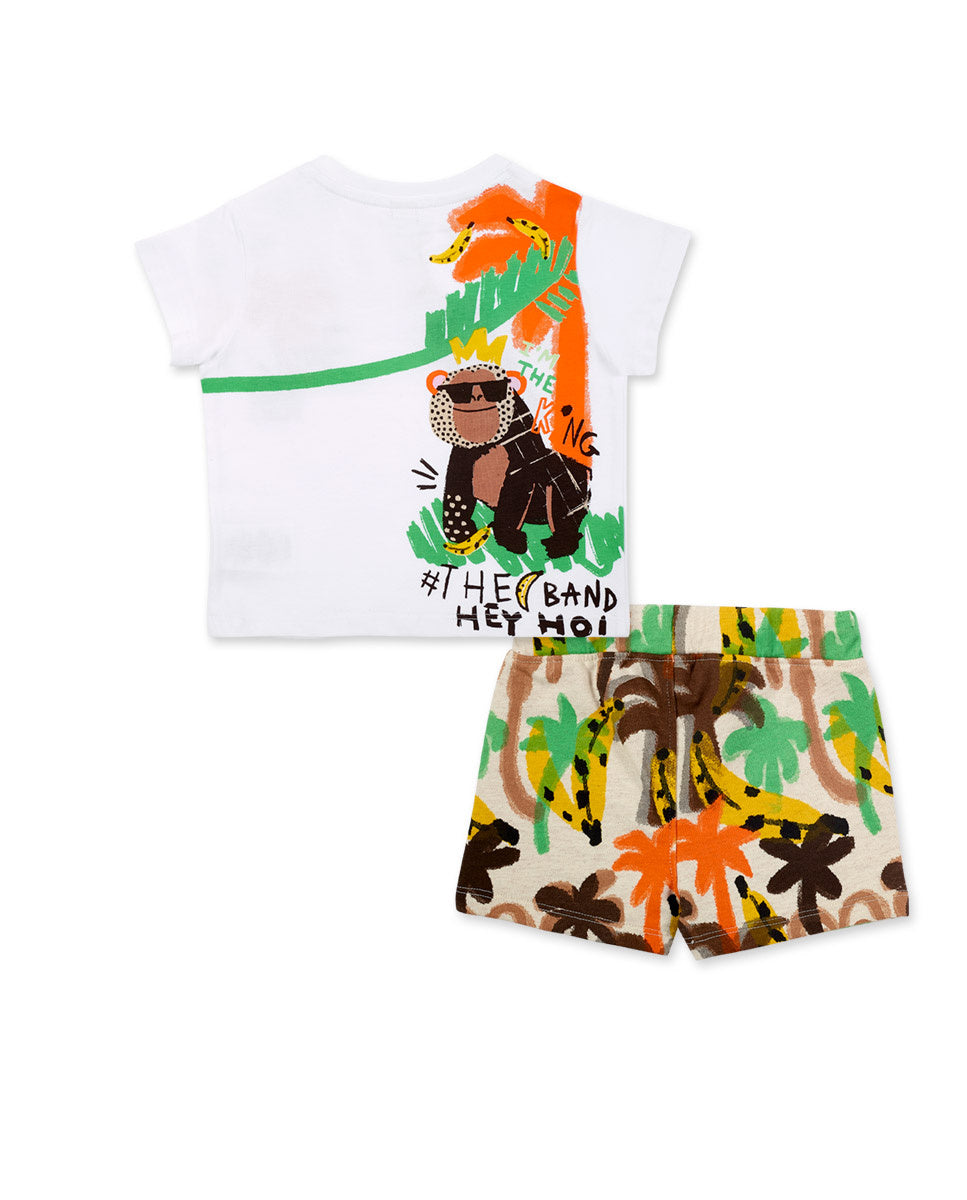 Conjunto punto felpa blanco niño Banana Records