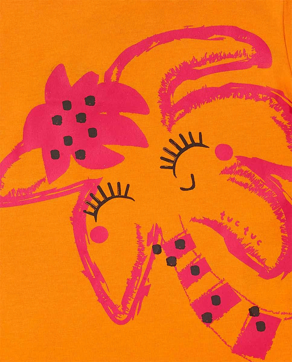 Camiseta punto naranja niña Banana Records