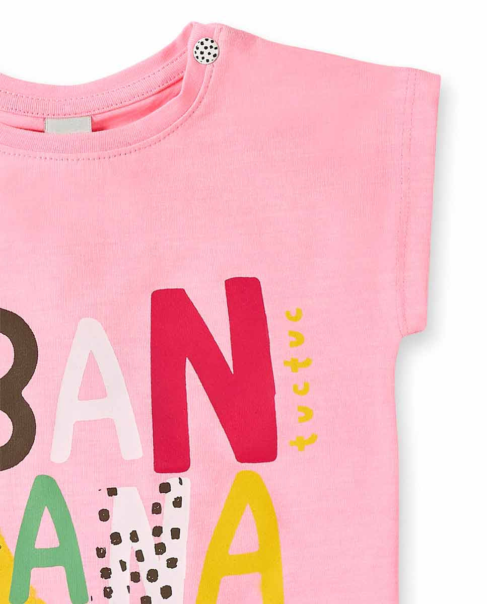 Camiseta punto rosa niña Banana Records
