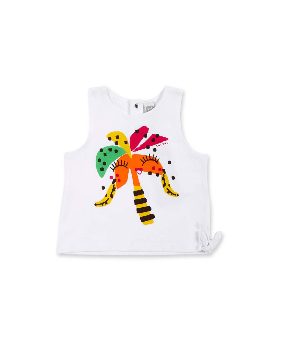 Camiseta tirantes punto blanco niña Banana Records
