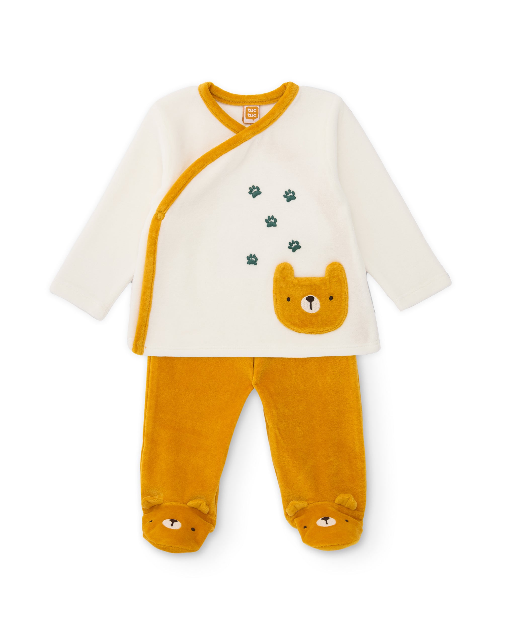 Conjunto de punto de bebé con camiseta cruzada
