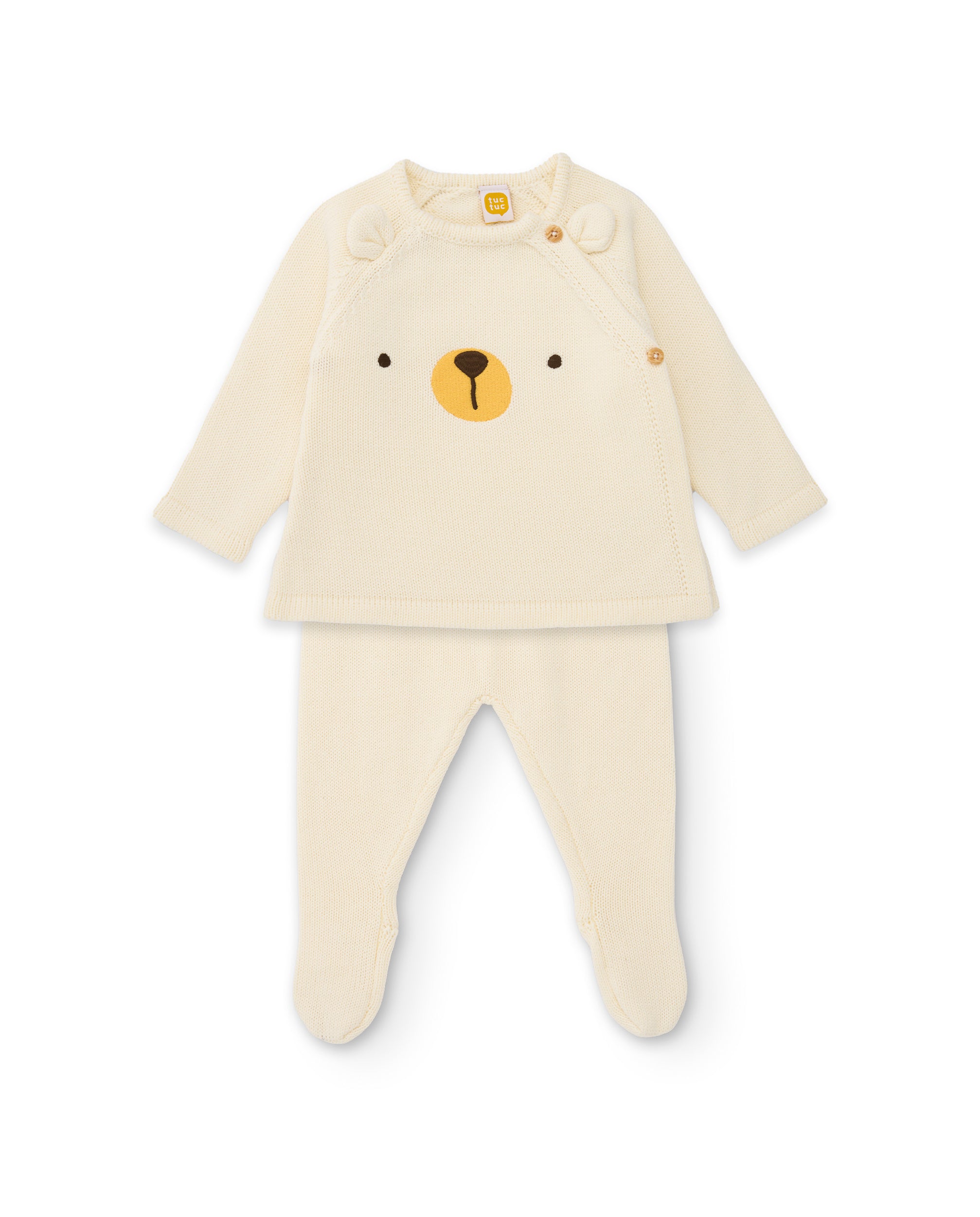 Conjunto de felpa de bebé con detalle de oso