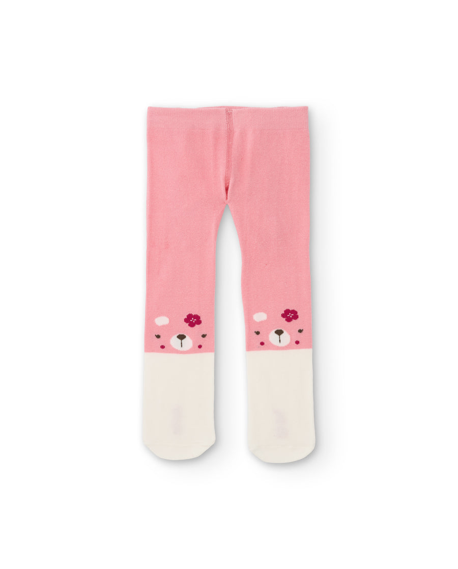 Baby knit tights with animal faces