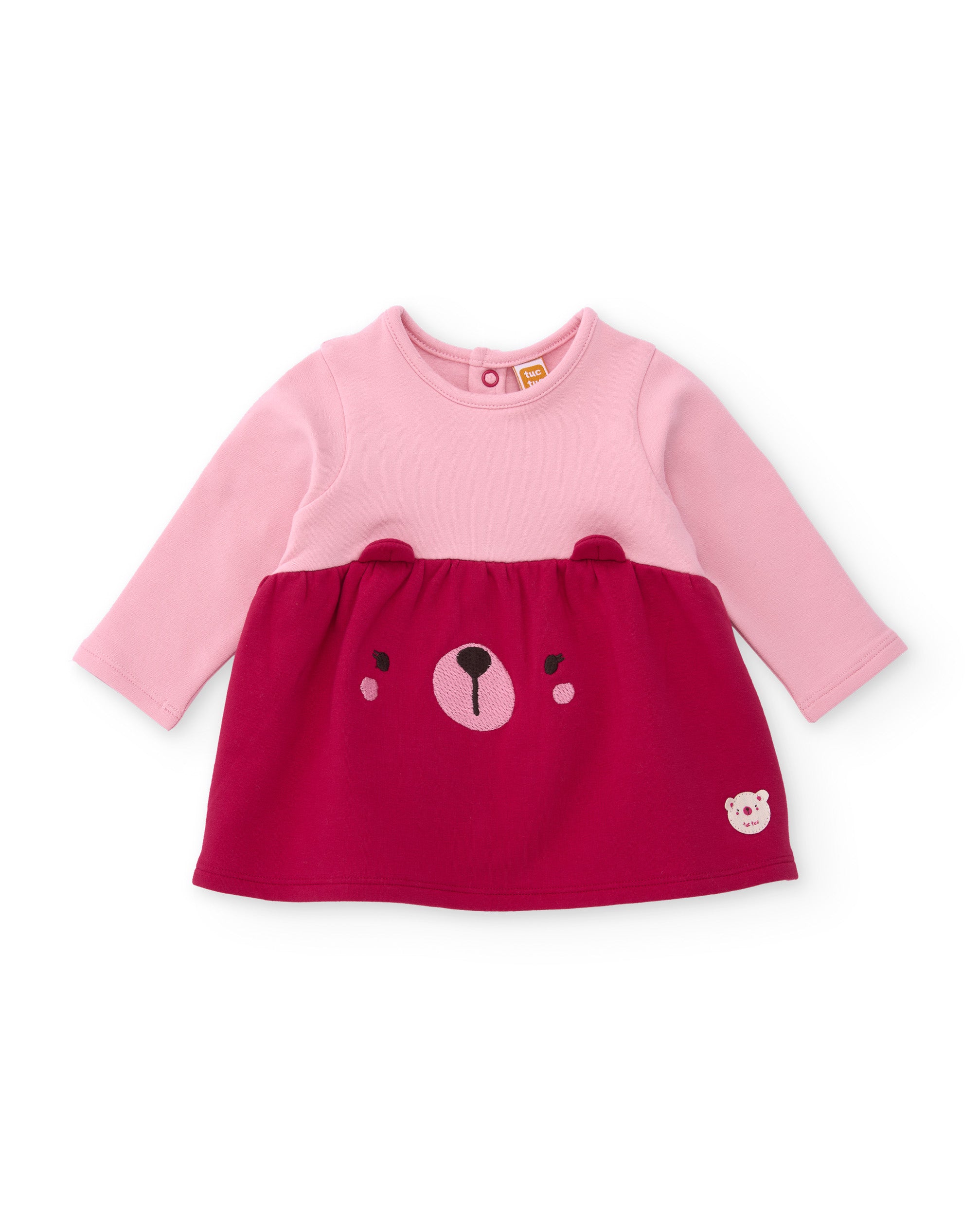 Vestido de felpa de bebé con oso bordado